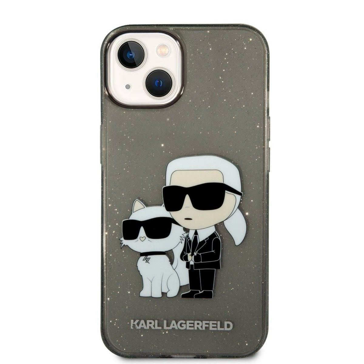 Karl Lagerfeld IML Glitter Karl and Choupette NFT для iPhone 14 Plus Black - Зображення 2