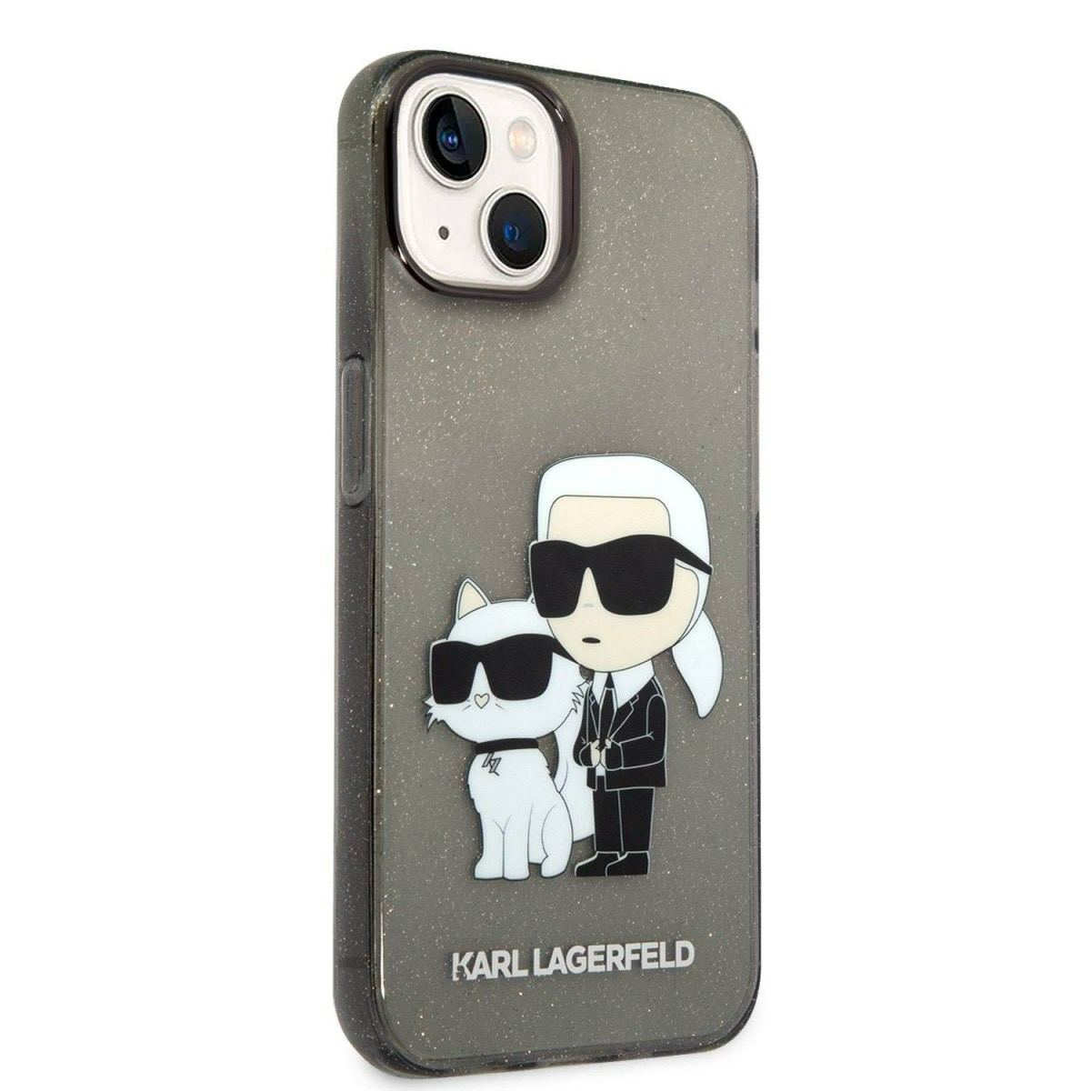Karl Lagerfeld IML Glitter Karl and Choupette NFT для iPhone 14 Plus Black - Зображення 3
