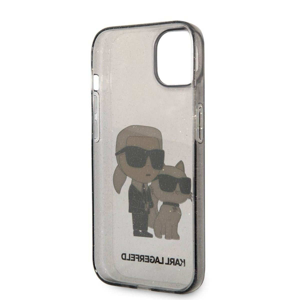 Karl Lagerfeld IML Glitter Karl and Choupette NFT для iPhone 14 Plus Black - Зображення 5