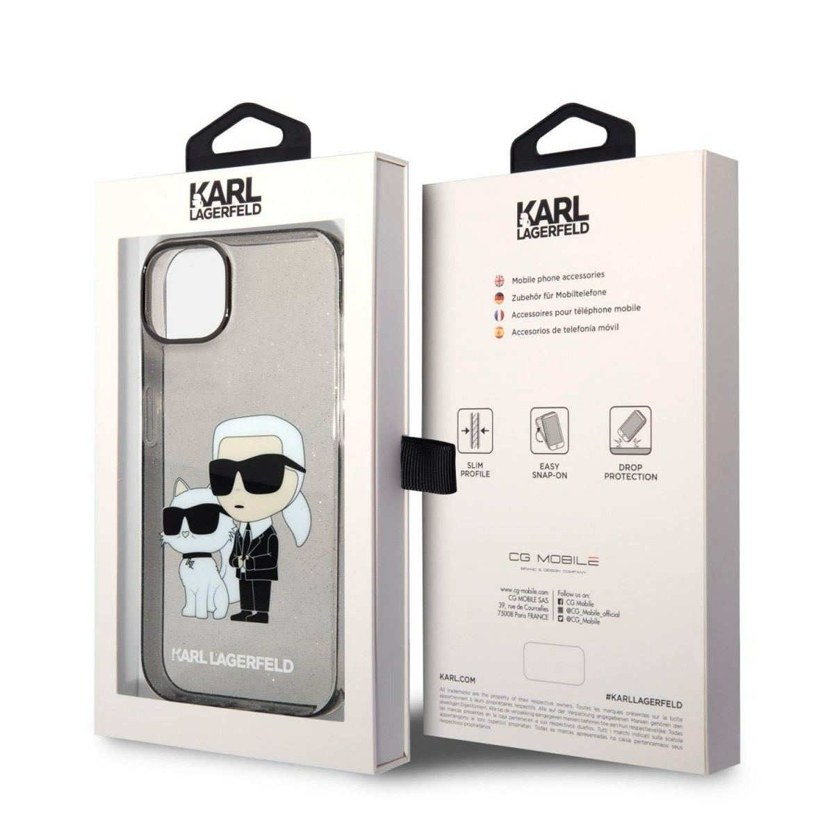 Karl Lagerfeld IML Glitter Karl and Choupette NFT для iPhone 14 Plus Black - Зображення 6