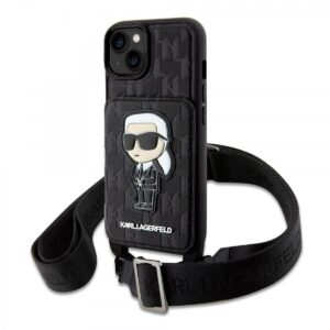 Karl Lagerfeld Saffiano Monogram Crossbody Ikonik NFT для iPhone 14 Black