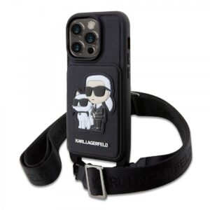Karl Lagerfeld Saffiano Crossbody Karl and Choupette NFT для iPhone 14 Pro Max Black
