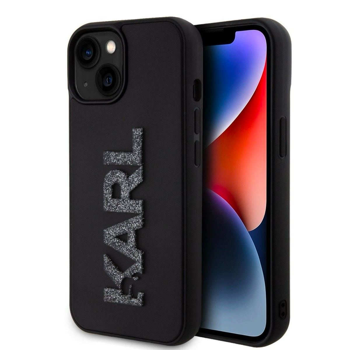 Karl Lagerfeld 3D Rubber Glitter Logo Karl для iPhone 15 Black (57983116796)