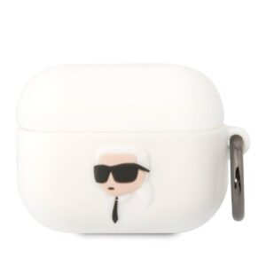 Силіконовий чохол Karl Lagerfeld 3D Logo NFT Karl Head для Airpods Pro White (57983112290)