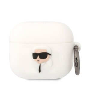 Силіконовий чохол Karl Lagerfeld 3D Logo NFT Karl Head для Airpods 3 White (57983112331)