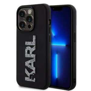 Karl Lagerfeld 3D Rubber Glitter Logo Karl для iPhone 15 Pro Max Black (57983116798)