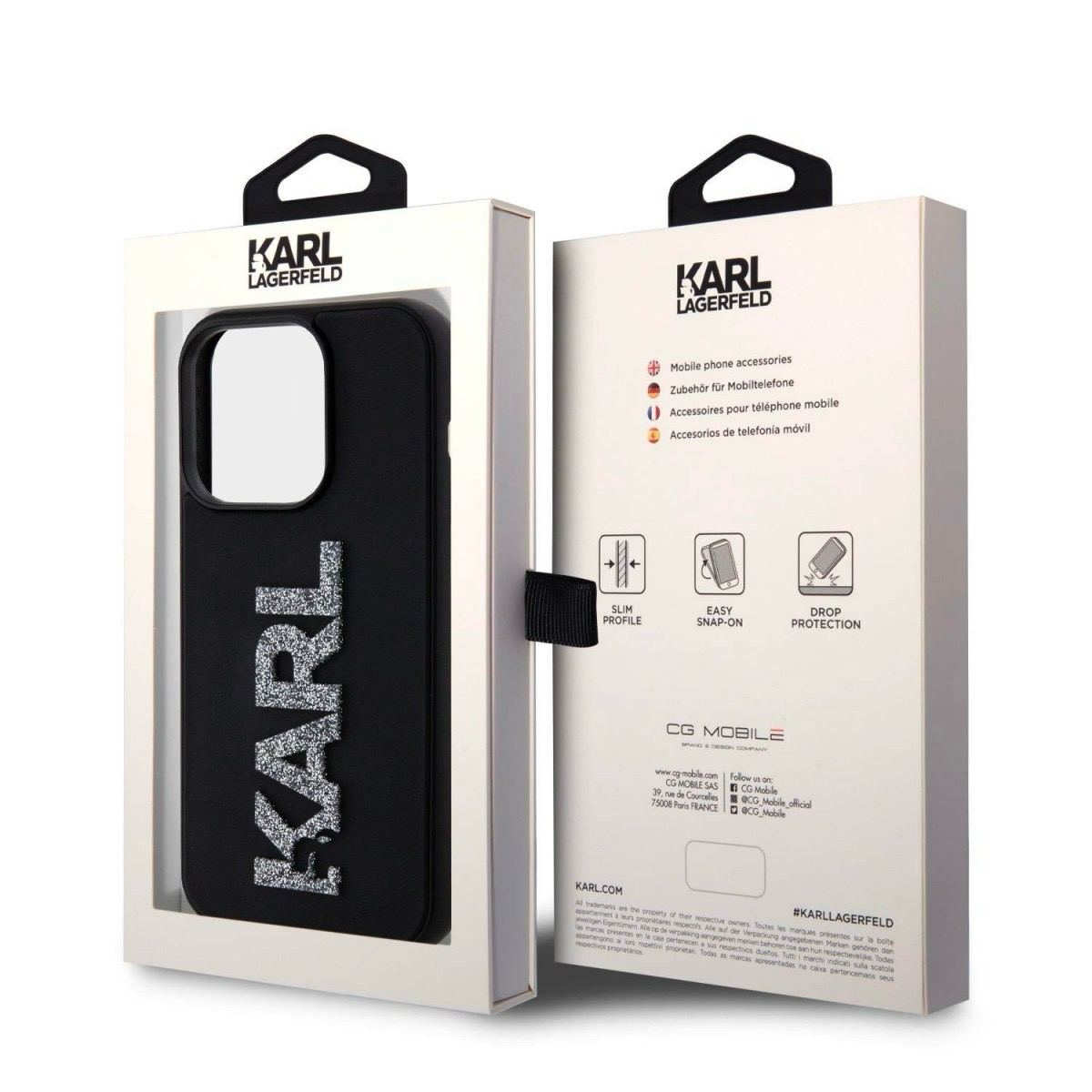 Karl Lagerfeld 3D Rubber Glitter Logo Karl для iPhone 15 Pro Max Black (57983116798) - Зображення 7