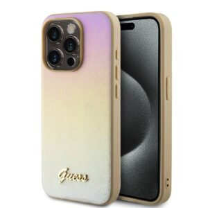 Чохол Guess PU Leather Iridescent Metal Script для iPhone 15 Pro Max Gold (57983118682)