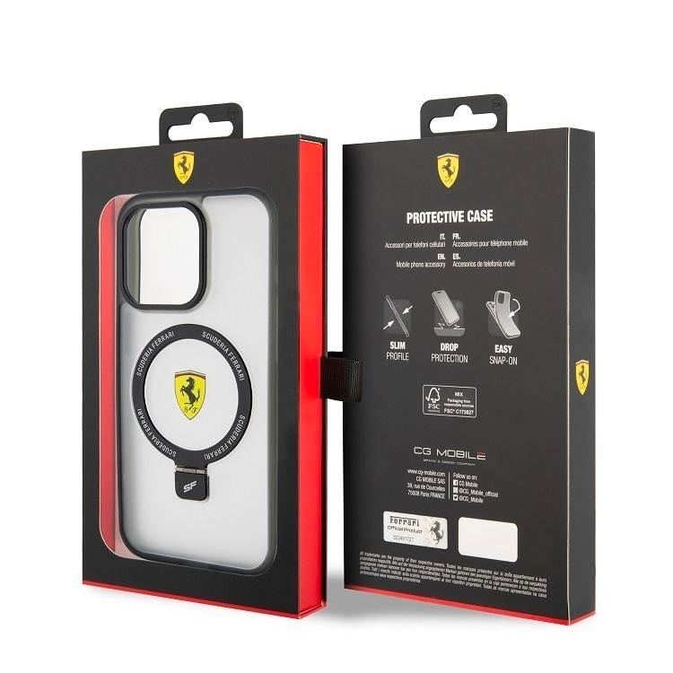Чохол Ferrari Ring Stand MagSafe для iPhone 15 Pro Max Чорний/Прозорий (57983116751) - Зображення 7