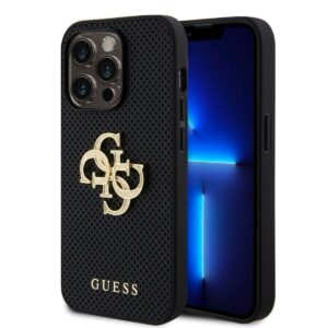 Чохол Guess PU Perforated 4G Glitter Metal Logo для iPhone 15 Pro Max Black (GUHCP15XPSP4LGK)