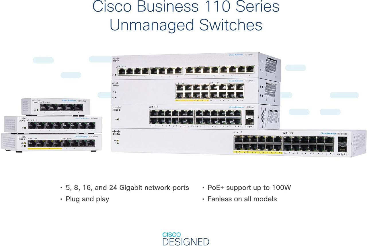 Комутатор некерований Cisco CBS110-24PP-EU - Зображення 2
