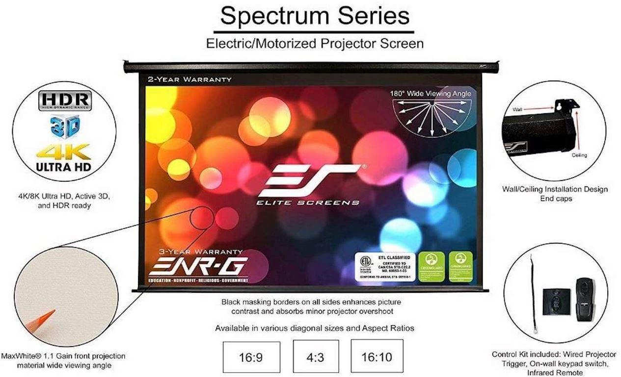 Проекційний екран Elite Screens Electric 128NX - Зображення 2